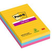 Bloczek samoprzylepny POST-IT® Super Sticky w linie (4690-SS3RIO-EU), 101x152mm, 3x90 kart.