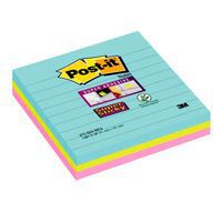 Karteczki samoprzylepne POST-IT® Super Sticky w linie, (675-SS3-MIA), 101x101mm, 3x70 kart., paleta Miami