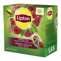 Herbata LIPTON, piramidki, 20 torebek, zielona, malina i granat