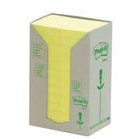 Bloczek samoprzylepny ekologiczny POST-IT® (653-1T), 38x51mm, 24x100 kart., żółty