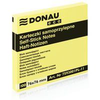 Bloczek samoprzylepny DONAU Eco, 76x76mm, 1x100 kart., jasnożółty