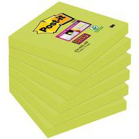 Bloczek samoprzylepny POST-IT® Super Sticky (654-6SS-AW), 76x76mm, 1x90 kart., zielony