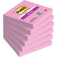 Bloczek samoprzylepny POST-IT® Super Sticky (654-6SS-PO), 76x76mm, 1x90 kart., różowa