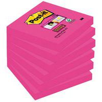 Bloczek samoprzylepny POST-IT® Super sticky (654-6SS-PNK), 76x76mm, 1x90 kart., fuksja