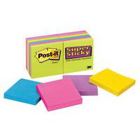 Bloczek samoprzylepny POST-IT® Super Sticky (654 -12SSUC), 76x76mm, 1x90 kart., neonowe