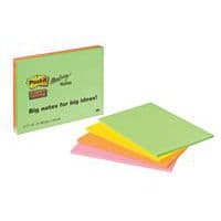 Bloczek samoprzylepny POST-IT® Super Sticky (6845-SSP), 200x149mm, 4x45 kart., mix kolorów