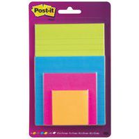 Bloczek samoprzylepny POST-IT® Super Sticky (4622-SSEU), mix rozmiarów, 4x45 kart., zawieszka, mix kolorów