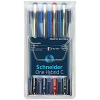 Pióro kulkowe SCHNEIDER ONE Hybrid C 0,3 mm, w etui 4 szt., miks kolorów