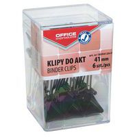 Klipy do dokumentów OFFICE PRODUCTS, 41mm, 6szt., w pudełku, czarne