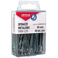 Spinacze metalowe OFFICE PRODUCTS, gładkie, 50mm, w pudełku, 40szt., srebrne