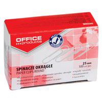 Spinacze okrągłe OFFICE PRODUCTS, 25mm, 100szt., srebrne