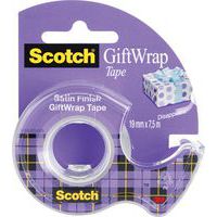 Taśma klejąca SCOTCH® Gift Wrap, do pakowania prezentów, na podajniku, 19mm, 7,5m, transparentna