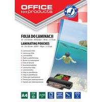 Folia do laminowania OFFICE PRODUCTS, A4, 2x125mikr., błyszcząca, 100szt., transparentna