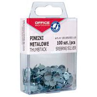 Pinezki metalowe OFFICE PRODUCTS, w pudełku, 100szt., srebrne