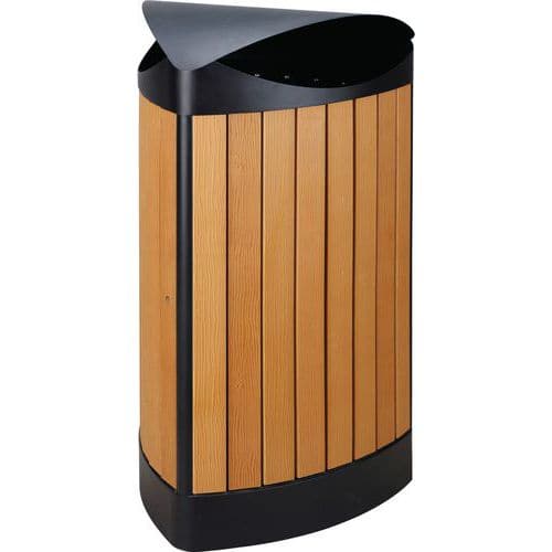 Zewnętrzny trójkątny kosz na śmieci z wykończeniem „wood look” 60 l – Vepabins