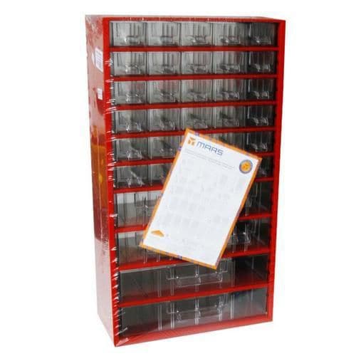 Metalowy organizer, 36 szufladek