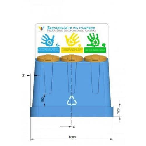 Pojemnik do segregacji 3 x 120 l z planszą