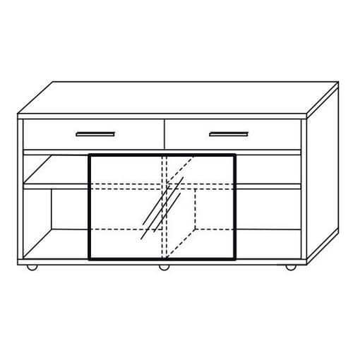 Szafka szeroka Codo, 81 x 140 x 40 cm, ze szklanymi drzwiami przesuwnymi