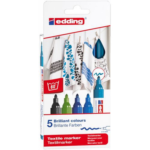 Marker tekstylny e-4500/5 S EDDING, 2-3mm, 5 sztuk, cool colours