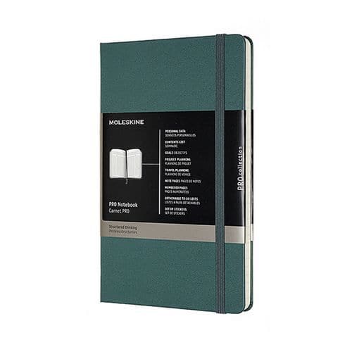 Notes MOLESKINE Professional L (13x21 cm), twarda oprawa, forest green, 240 stron, zielony