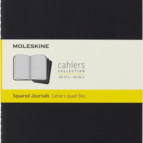 Zestaw 3 Zeszytów MOLESKINE Cahier Journals L (13x21cm) w kratkę, 80 strony, czarny