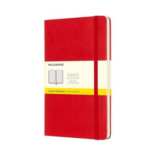 Notes MOLESKINE Classic L (13x21cm) w kratkę, twarda oprawa, 240 stron, czerwony