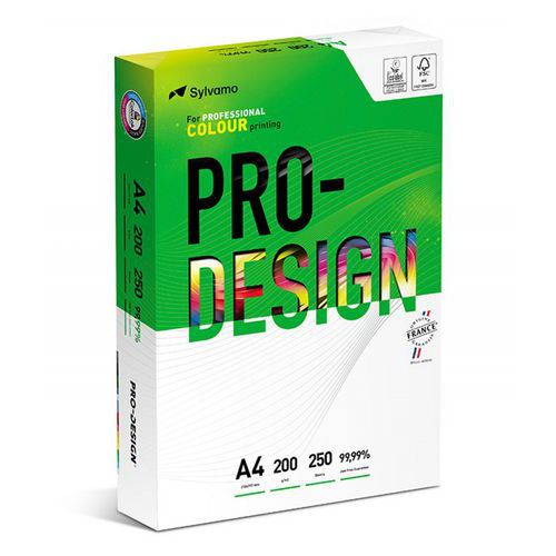 Papier ksero PRO-DESIGN FSC, satynowany, klasa A++, A4, 168CIE, 200gsm, 250 ark.