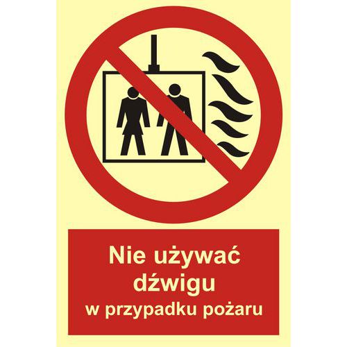 Nie używać dźwigu w przypadku pożaru