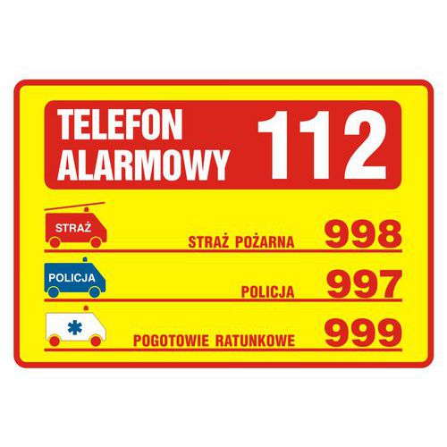 Tabliczka telefonów alarmowych