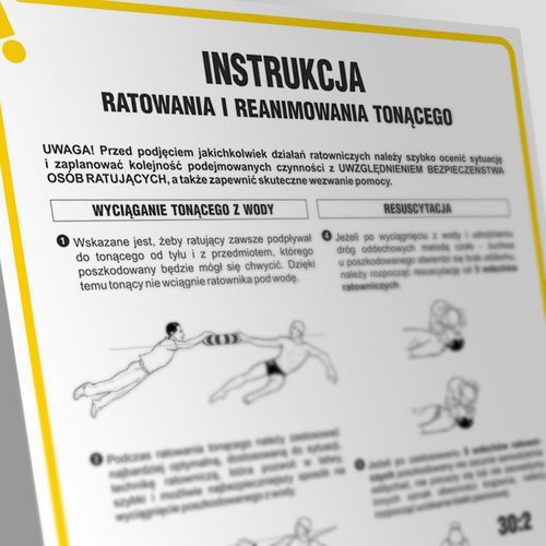 Instrukcja ratowania i reanimowania topielców 24,5 X 35 nieświec. płyta cienka PCV