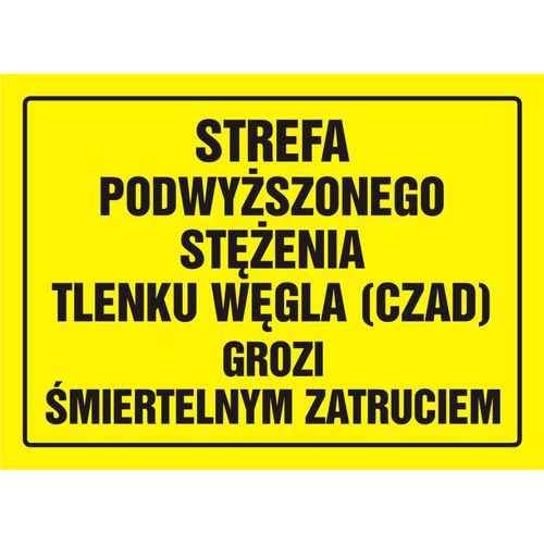 Strefa podwyższonego stężenia tlenku węgla (czadu) - grozi śmiertelnym zatruciem