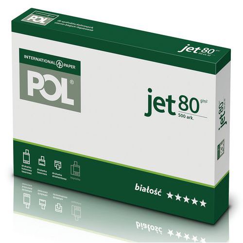 Papier kserograficzny IP POL JET, A4, klasa A, 166CIE, 80gsm, 5x500ark.