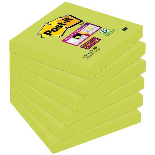 Bloczek samoprzylepny POST-IT® Super Sticky (654-6SS-AW), 76x76mm, 1x90 kart., zielony