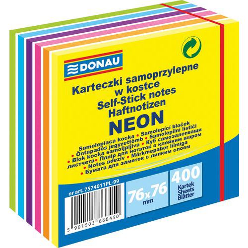 Kostka samoprzylepna DONAU, 76x76mm, 1x400 kart., 11-warstw, mix kolorów