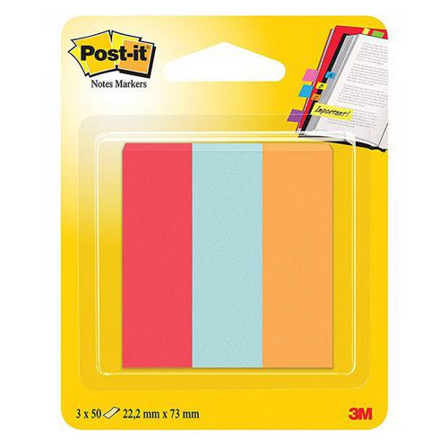 Zakładki indeksujące POST-IT® (671-PBO), papier, 22,2x73mm, 3x50 kart., mix kolorów