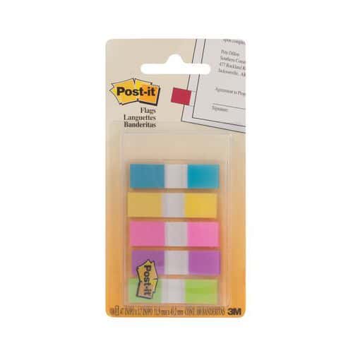 Zakładki indeksujące POST-IT® (683-5CB), 12x43mm, 5x20 kart., mix kolorów