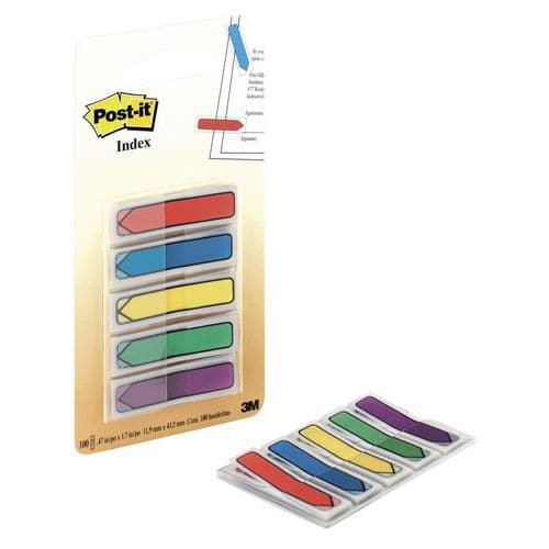 Zakładki indeksujące POST-IT® (684-ARR1), 12x43mm, strzałka, 5x20 kart., mix kolorów