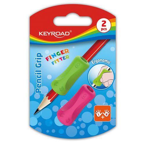 Gumka uniwersalna KEYROAD Pencil Grip, 2szt., blister, mix kolorów