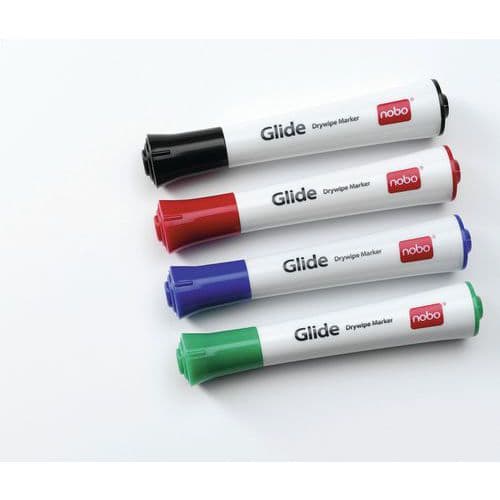 Marker do tablic NOBO Glide Drymarker, okrągły, 1-3mm, 4szt., mix kolorów