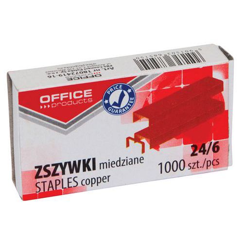 Zszywki OFFICE PRODUCTS, miedziane, 24/6, 1000szt.