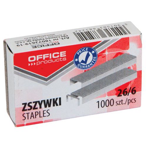 Zszywki OFFICE PRODUCTS, 26/6, 1000szt.