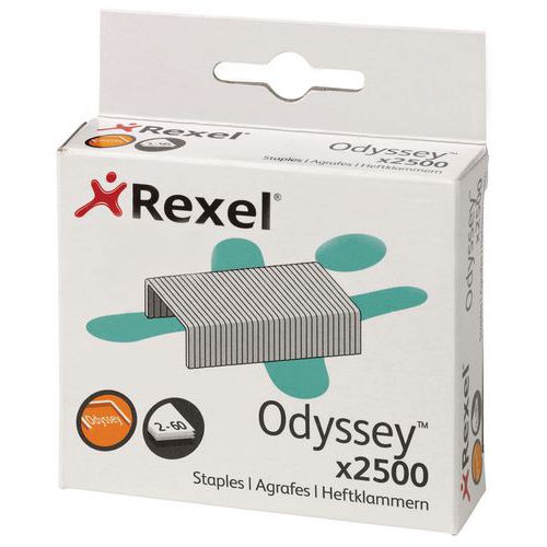 Zszywki REXEL Odyssey, 9mm, 2500szt., wysokowydajne, srebrne