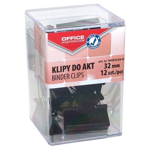 Klipy do dokumentów OFFICE PRODUCTS, 32mm, 12szt., w pudełku, czarne