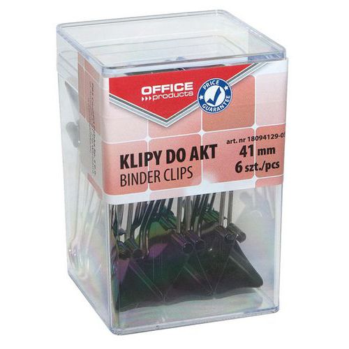 Klipy do dokumentów OFFICE PRODUCTS, 41mm, 6szt., w pudełku, czarne