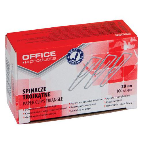 Spinacze trójkątne OFFICE PRODUCTS, 28mm, 100szt., srebrne