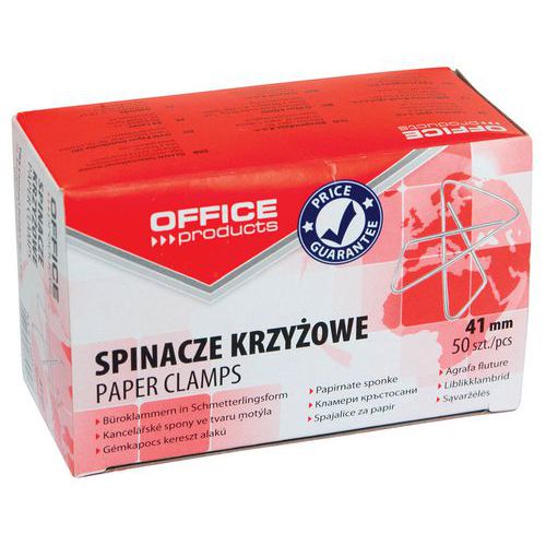 Spinacze krzyżowe OFFICE PRODUCTS, 41mm, 50szt., srebrne