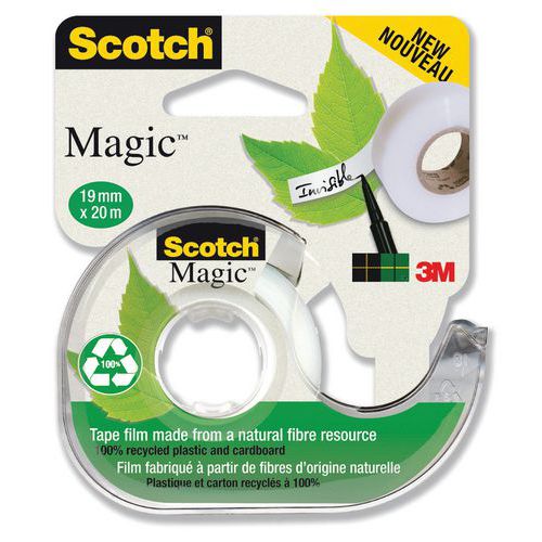 Taśma biurowa ekologiczna SCOTCH® Magic™ (9-1920D), matowa, z dyspenserem, 19mm, 20m