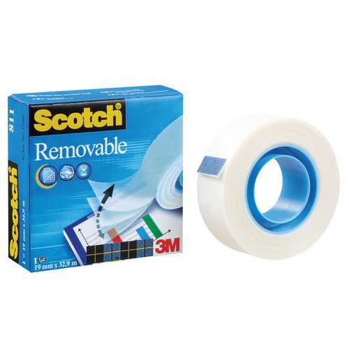 Taśma biurowa, do repozycjonowania SCOTCH® Removable (811), matowa, 19mm, 32,9m