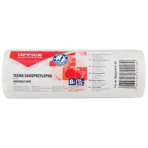 Taśma biurowa OFFICE PRODUCTS, 19mm, 33m, 8szt., matowa