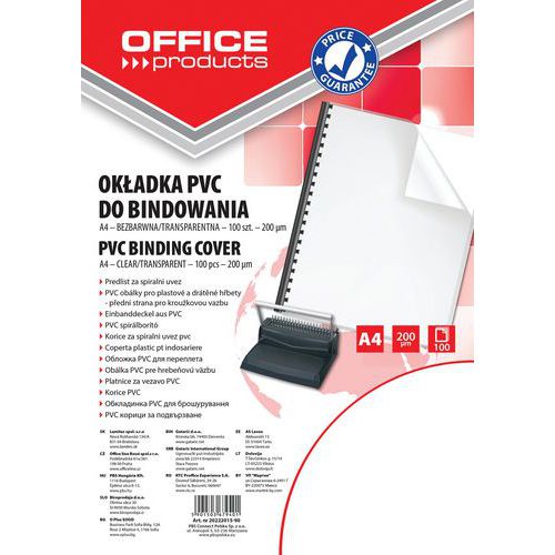 Okładki do bindowania OFFICE PRODUCTS, PVC, A4, 200mikr., 100szt., transparentne